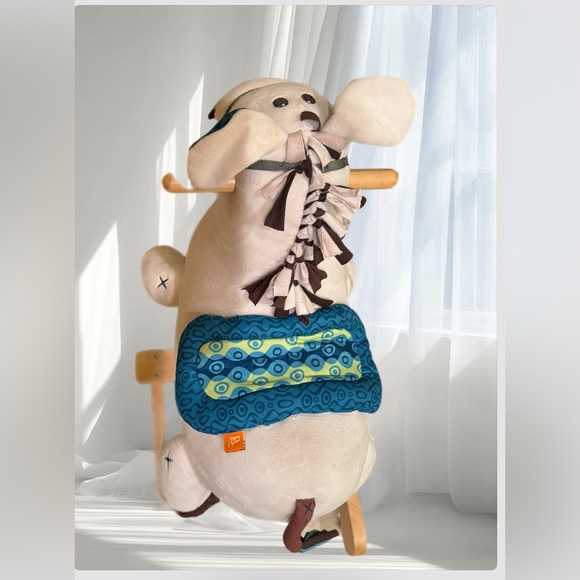 Plush Rocking Horse Toy - Cream and Blue - Picture 12 of 16